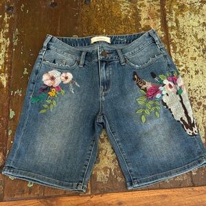 Sundance Blue Embroidered Jean Shorts